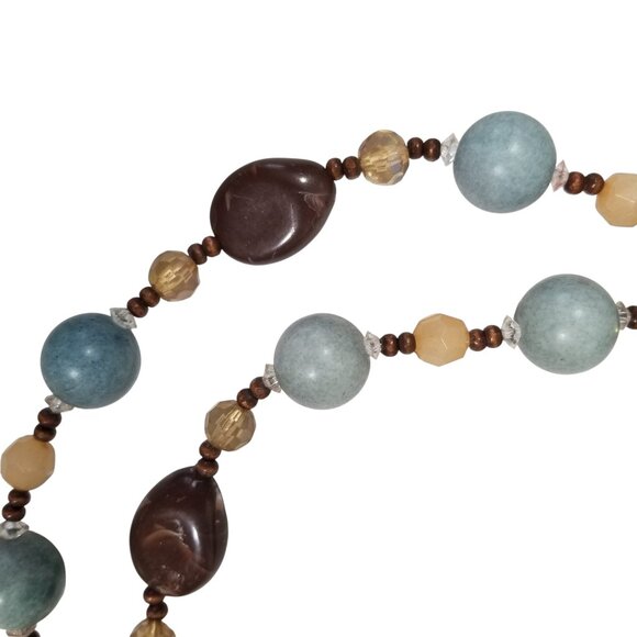 Crystal & Stone Necklaces Ropes or Chokers in Browns, Orange, and Blue - Picture 9 of 16